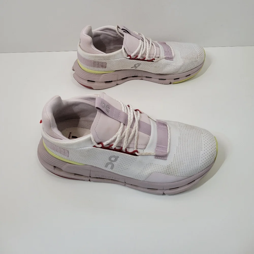 ON Cloud Cloudnova White Lavender Purple Running Sneaker Shoes Women's Size 10 - Picture 1 of 6